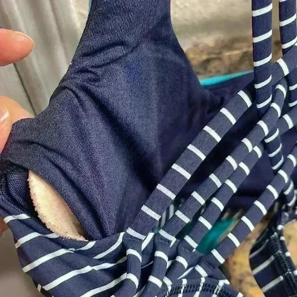 LULULEMON WILD TANK HEATHER BLUE TROPICS/Parallel Stripe Deep Navy Tranquil 6/S - Picture 13 of 13